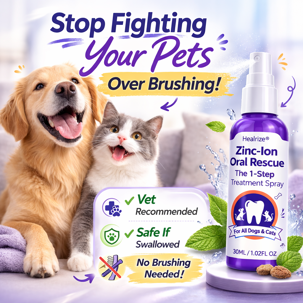 Healrize® Zinc-Ion Oral Rescue Spray :Stop Fighting Your Pets Over Brushing！